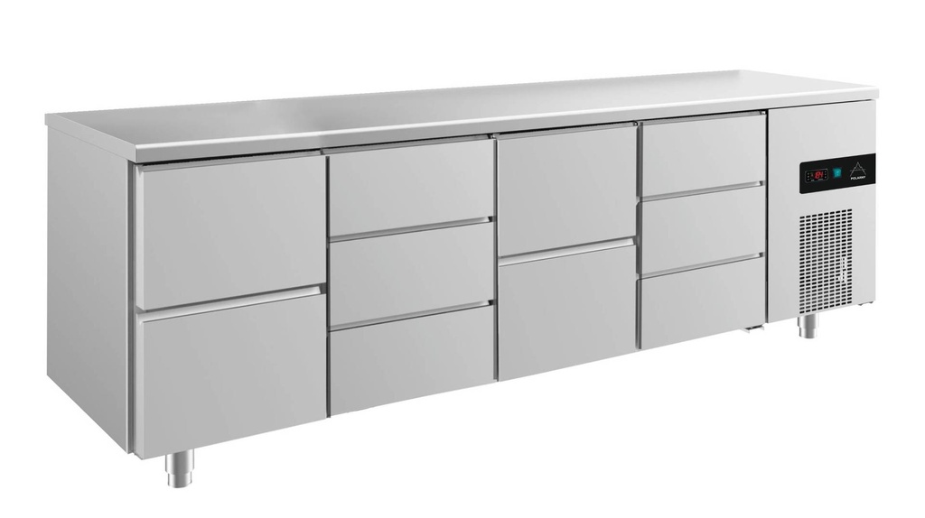 Kühltisch -2 bis +8°C 2330x700x850mm mit 2x zwei Schubladen und 2x drei Schubladen