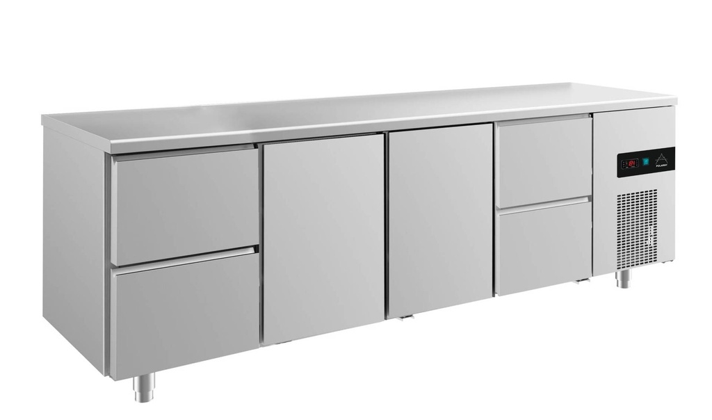 Kühltisch -2 bis +8°C 2330x700x850mm mit 2x Türen und 2x zwei Schubladen