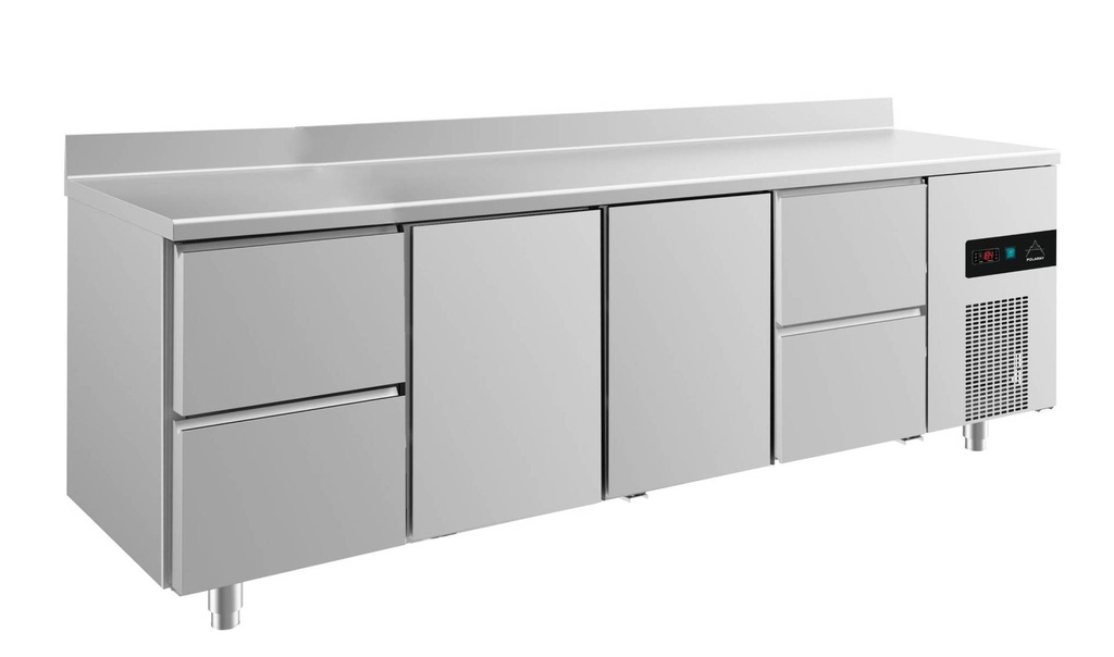 Kühltisch -2 bis +8°C 2330x700x850mm mit 2x Türen und 2x zwei Schubladen u. Aufkantung