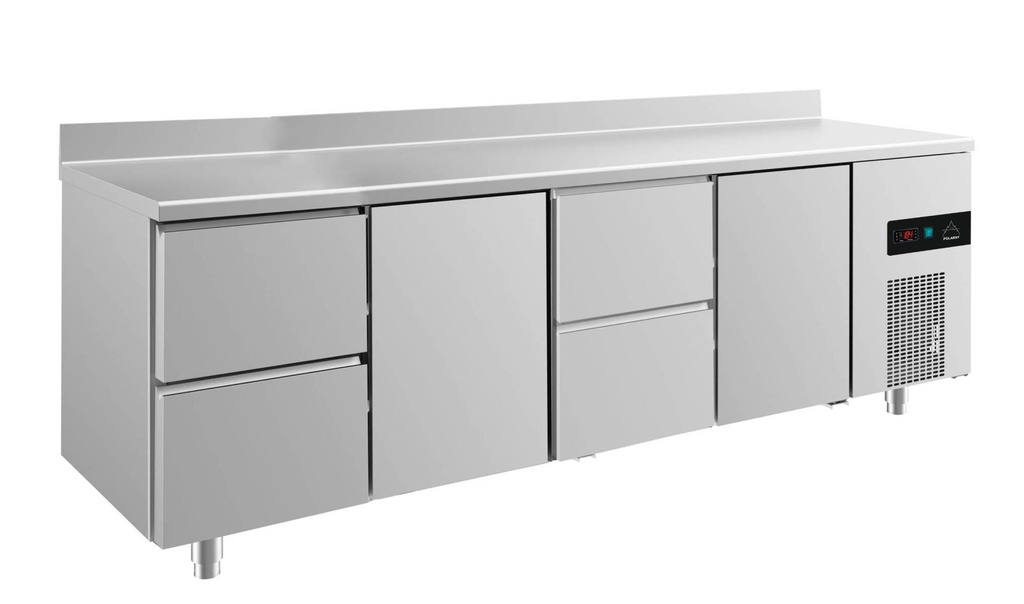 Kühltisch -2 bis +8°C 2330x700x850mm mit 2x Türen und 2x zwei Schubladen u. Aufkantung