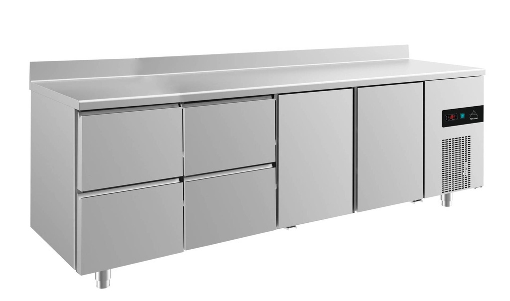 Kühltisch -2 bis +8°C 2330x700x850mm mit 2x Türen und 2x zwei Schubladen u. Aufkantung