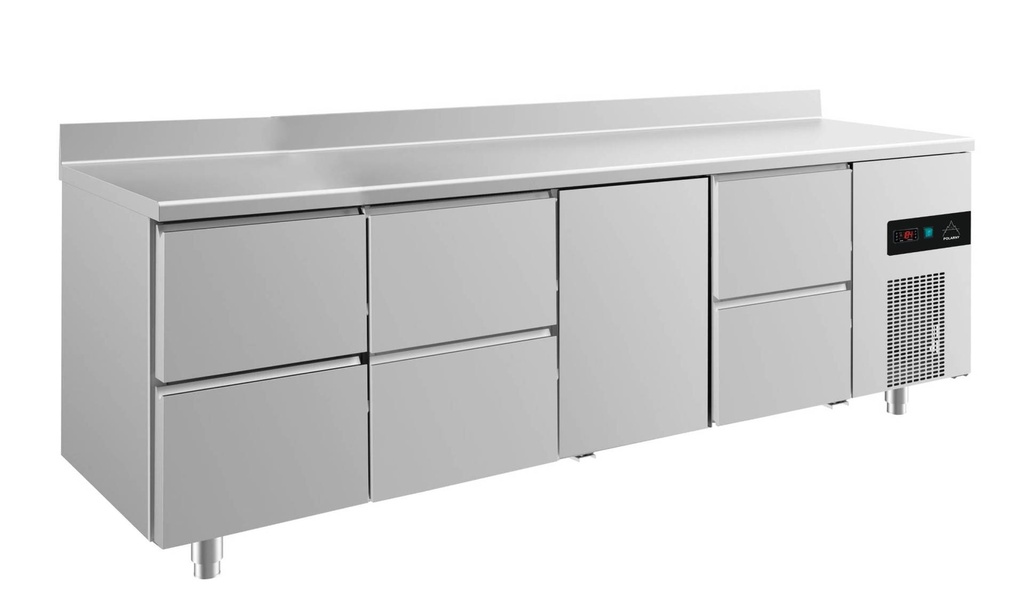 Kühltisch -2 bis +8°C 2330x700x850mm mit 1x Tür und 3x zwei Schubladen u. Aufkantung