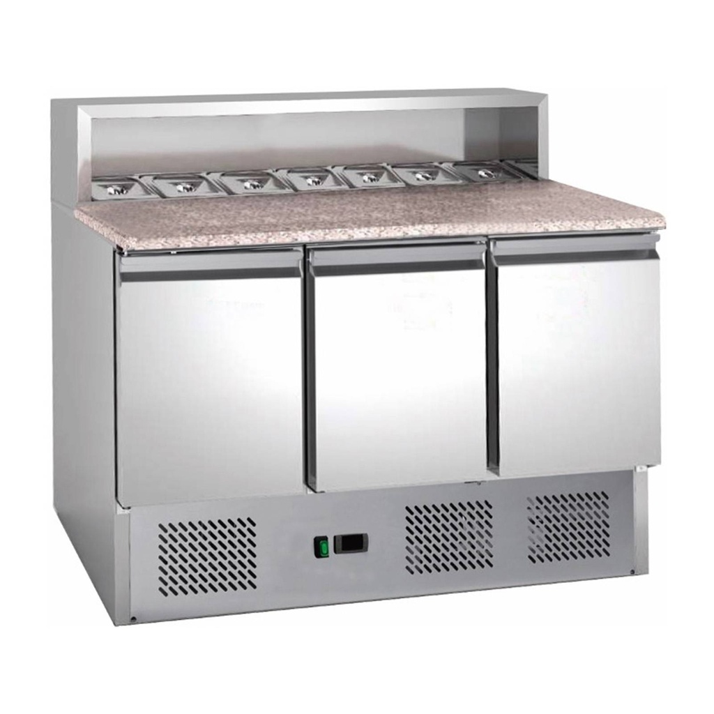 Saladette mit eingebauter Kühlung | 3 Türen | Volumen: 333 Liter | 1365 x 700 x 1087 mm