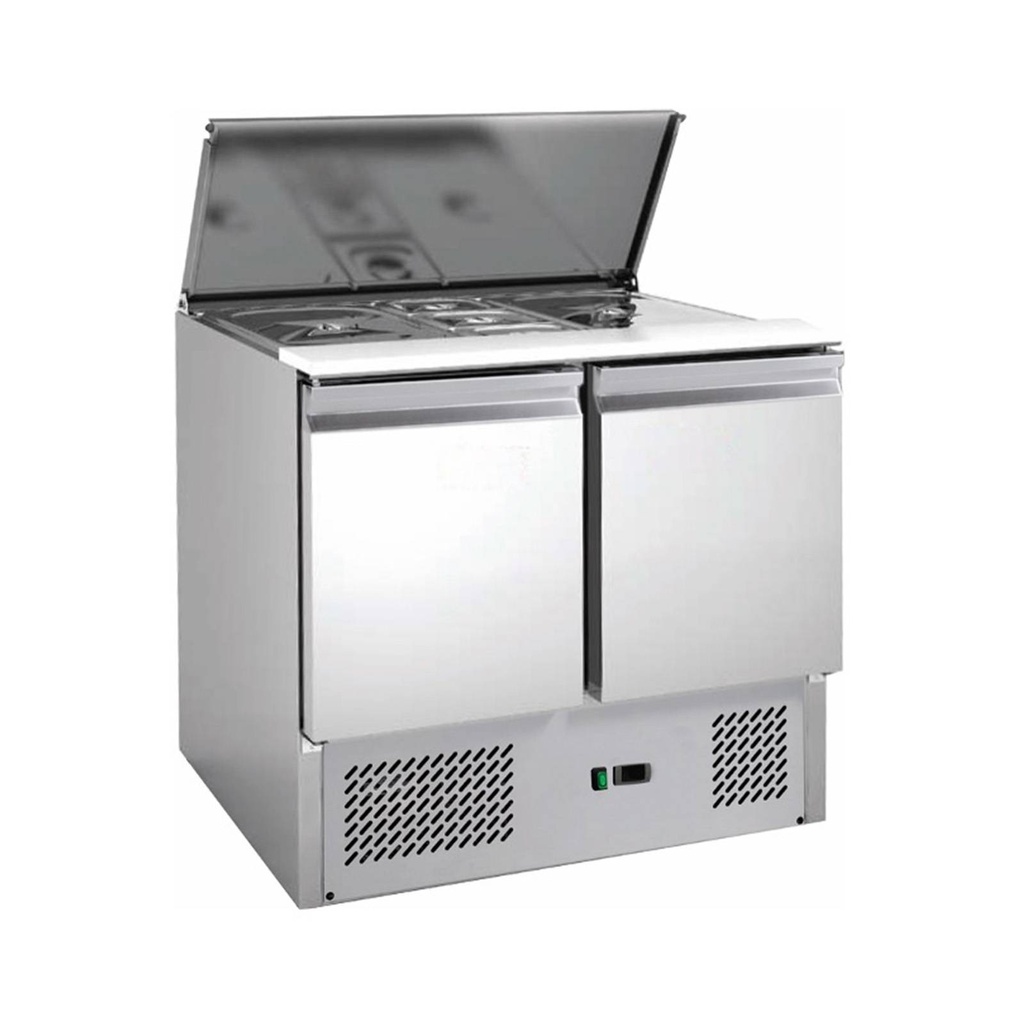 Saladette mit eingebauter Kühlung | 2 Türen | Volumen: 213 Liter | 900 x 700 x 875 mm