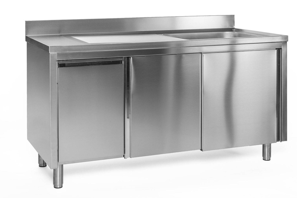 Spülschrank mit Abfallbehälter, 1 Becken links, Bautiefe 600 mm | 100x600x850 mm