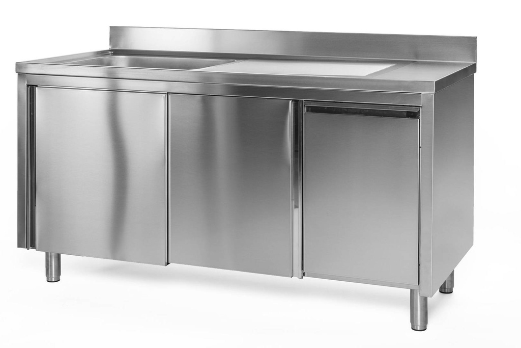 Spülschrank mit Abfallbehälter, 1 Becken rechts, Bautiefe 600 mm | 140x600x850 mm