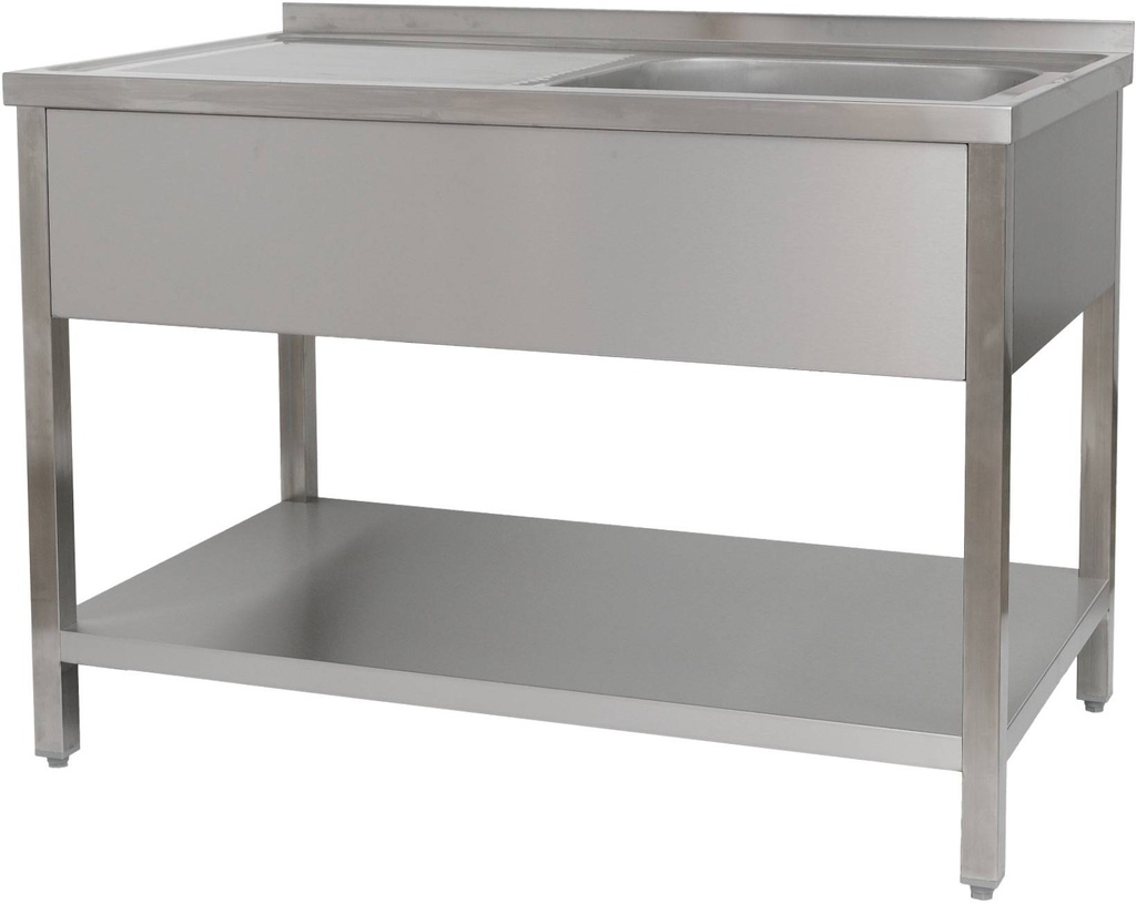 Spültisch 1200 x 600 x 850 mm 1 Becken rechts, mit Grundboden  600 mm Tiefe