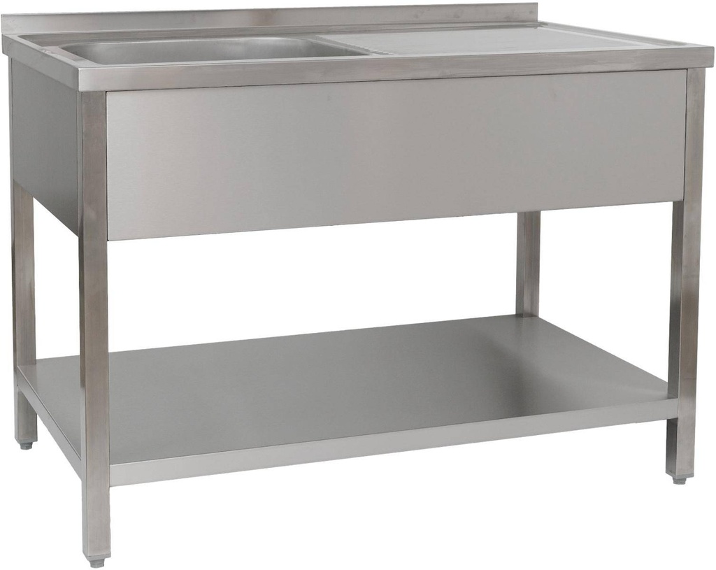Spültisch 1200 x 700 x 850 mm 1 Becken links, mit Grundboden  700 mm Tiefe