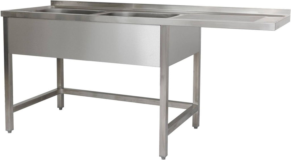 Spülzentrum 1600 x 700 x 850 mm 2 Becken links, mit Grundboden      700 mm Tiefe