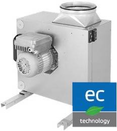 Küchen Abluftbox / Ventilator 230 V | doppelschalige Paneele aus verzinktem Stahlblech | variable Gestaltung der Ausblasrichtung | mit Fettauffangwanne | EC-Motor außen | 492 x 265 x 435 mm |