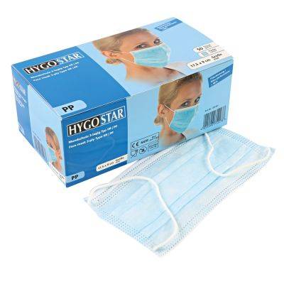Mund-Nase-Maske 3-lagig, Typ R, blau | 50 Stück/Pack