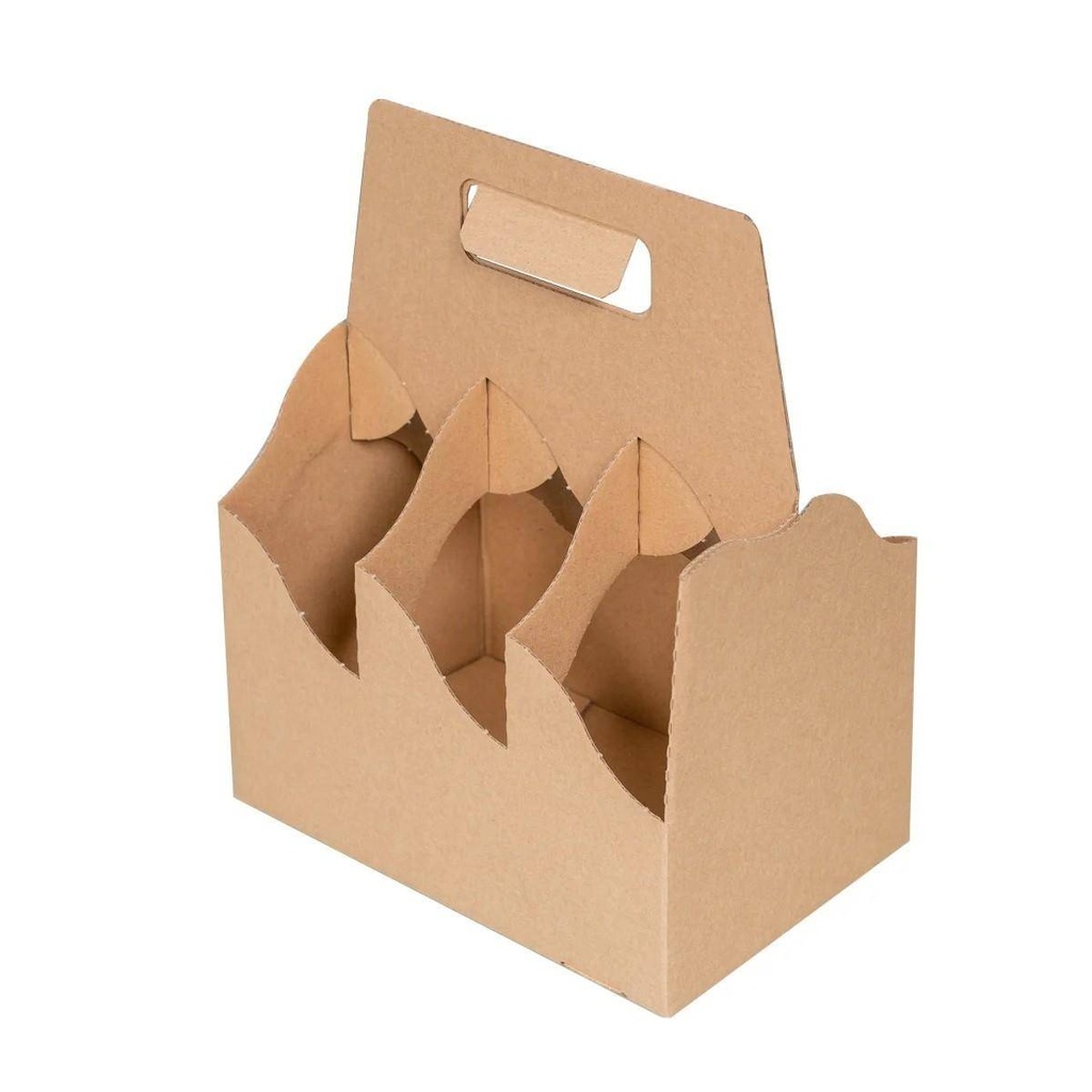 Verpackungskarton/Flaschentragetasche/Lebensmittelverpackung braun, neutral, für 6 Flaschen | 25 Stück