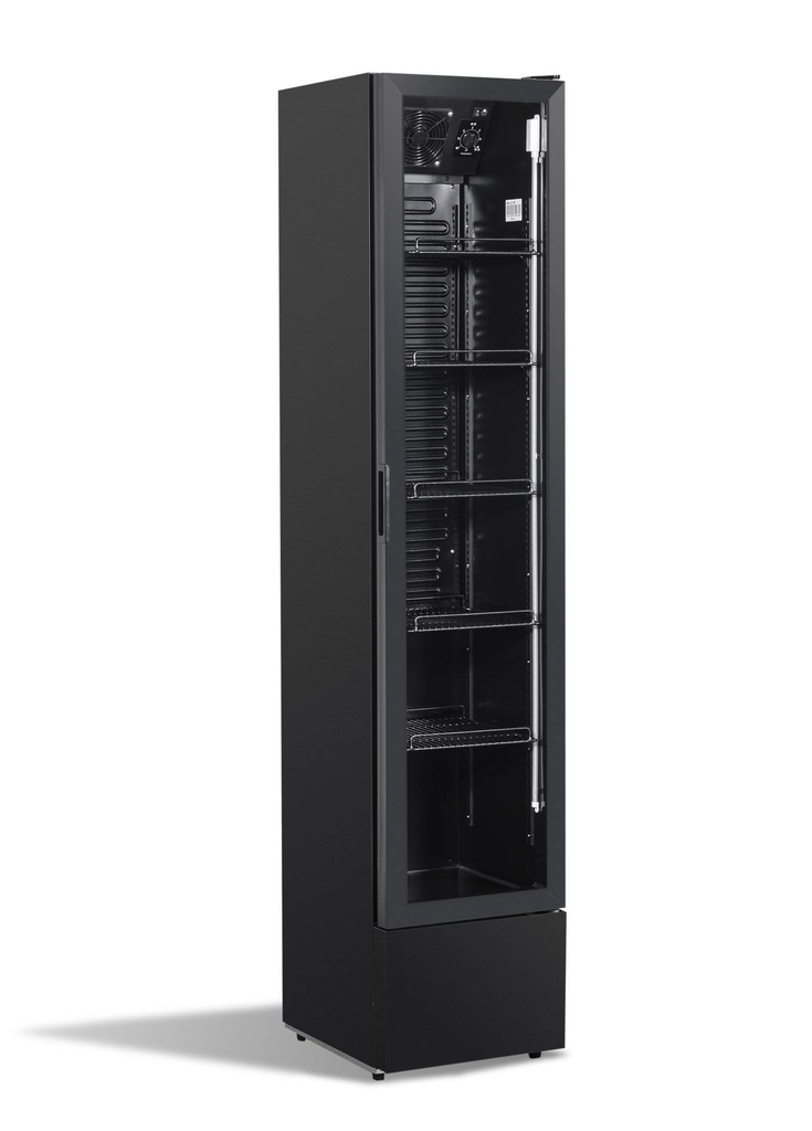 Kühlschrank Glastür, 390 x 470 x 1880 mm, schwarz
