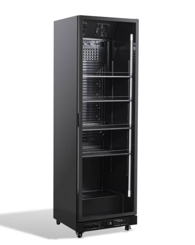 Kühlschrank 1 Glastür, 595 x 580 x 1950 mm, schwarz