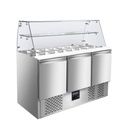 Saladette / 3-fach mit eckigem Glasaufsatz, 1365 x 700 mm