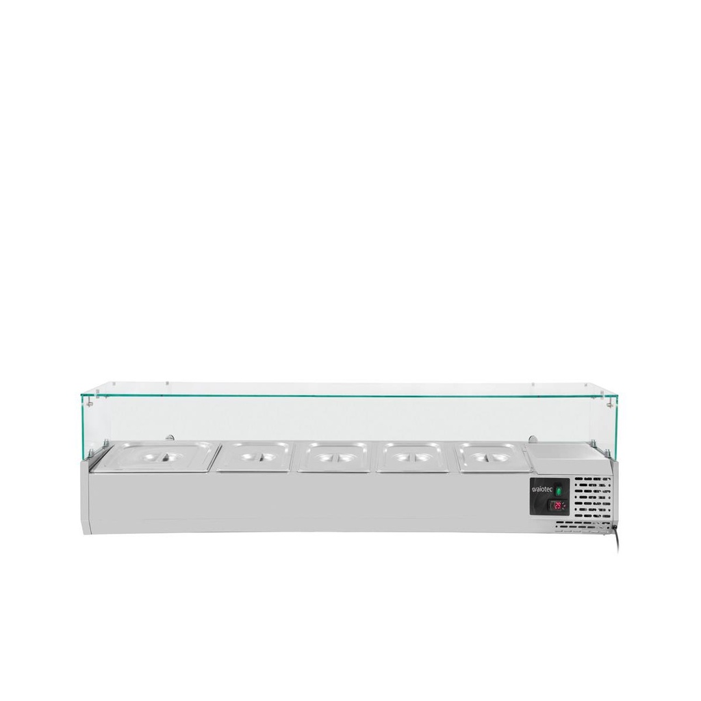 Kühlaufsatz mit Glasabdeckung 4xGN1/3 + 1xGN1/2, 1400 x 395 mm