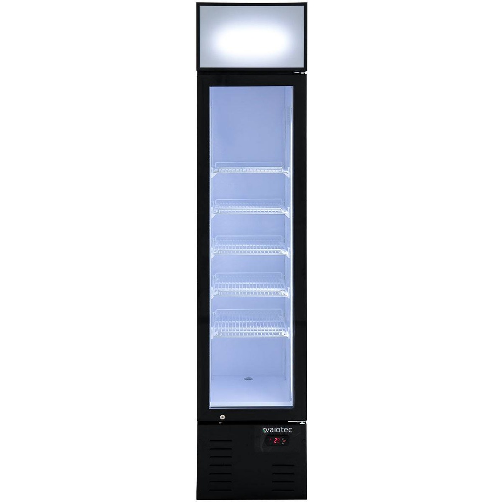 TOPLINE Getränkekühlschrank 1 Tür / 155 Liter mit Leuchtaufsatz "schwarz", 390 x 480 mm