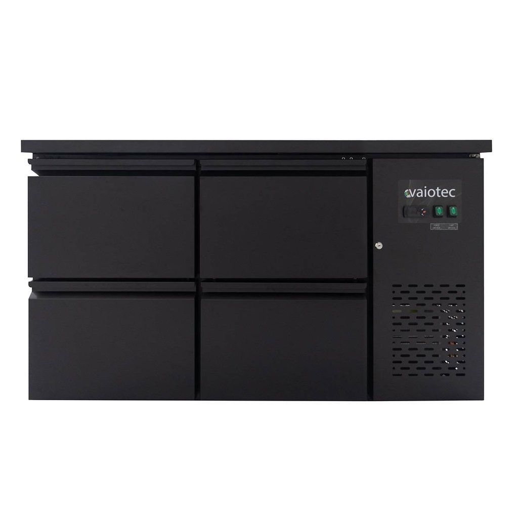 Barkühltisch schwarz / 4 Schubladen - 280 l, 1465 x 520 mm