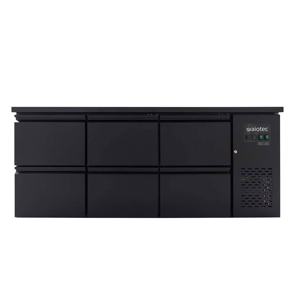 Barkühltisch schwarz / 6 Schubladen - 425 l, 2005 x 520 mm