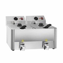 Elektro Fritteuse 2 Becken mit Ablasshahn 8 + 8 Liter, 600 x 570 mm