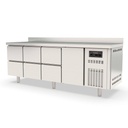 TOPLINE Kühltisch / 4-fach GN1/1 mit 6 Schubladen / 1 Tür & Aufkantung, 2245 x 700 mm