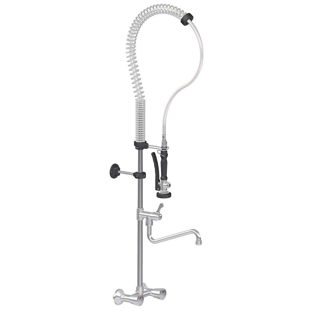 TOPLINE Geschirrwaschbrause mit Schwenkauslauf & 2 Mischventilen Wandmontage - Zweiloch, 155 x 350 mm