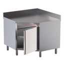 TOPLINE Eckarbeitsschrank / Flügeltür und Aufkantung, 900 x 900 mm