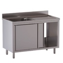TOPLINE Spülschrank / 1 Becken links mit Schiebetüren, 1200 x 600 mm
