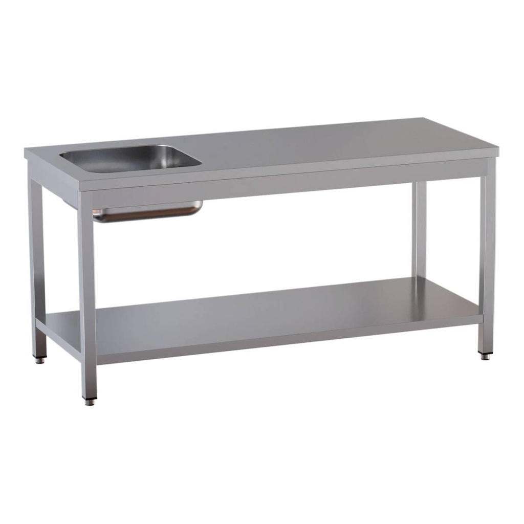 TOPLINE Cheftisch / Becken links, 2000 x 700 mm