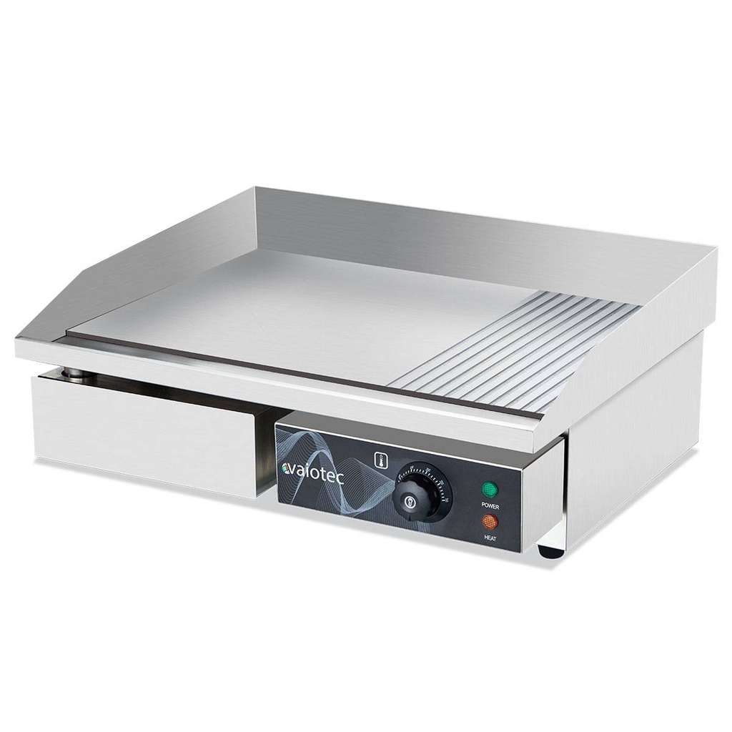 Elektro Grillplatte, Grillfläche 1/3 gerillt und 2/3 glatt, 550 x 445 mm