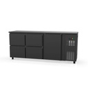 TOPLINE Barkühltisch schwarz / 1 Tür & 4 Schubladen, 2025 x 530 mm