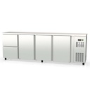 TOPLINE Barkühltisch Edelstahl / 3 Türen & 2 Schubladen, 2565 x 530 mm