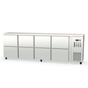 TOPLINE Barkühltisch Edelstahl / 8 Schubladen, 2565 x 530 mm