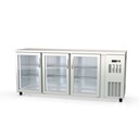 TOPLINE Barkühltisch Edelstahl / 3 Glastüren, 2025 x 530 mm