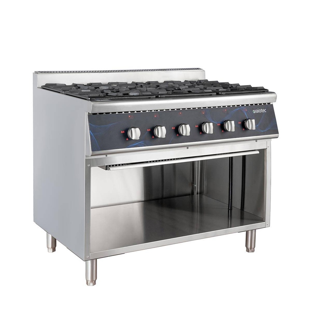 Gasherd - 6 Brenner 43,2 kW - offener Unterbau, 1100 x 700 mm