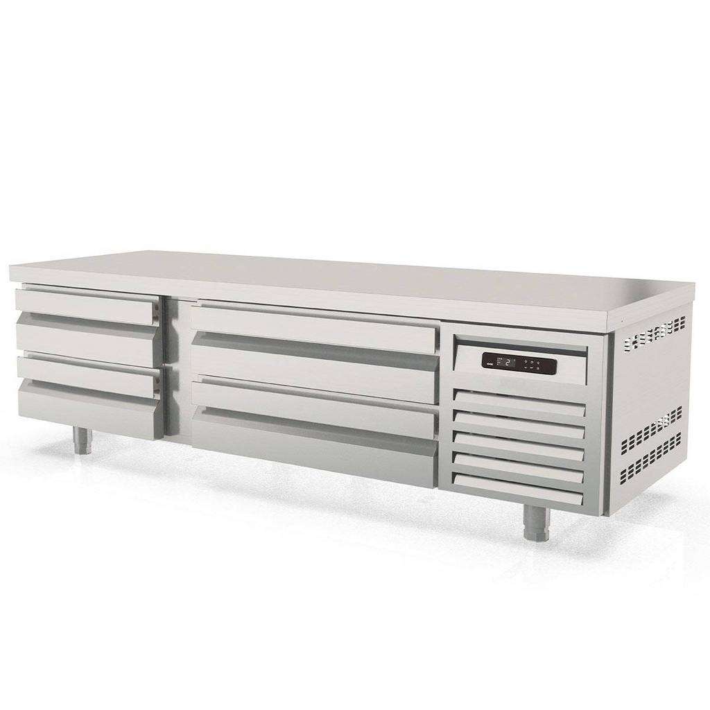TOPLINE Unterbaukühltisch / 2-fach mit 4 Schubladen für GN 2/1 & GN 1/1, 1660 x 700 mm