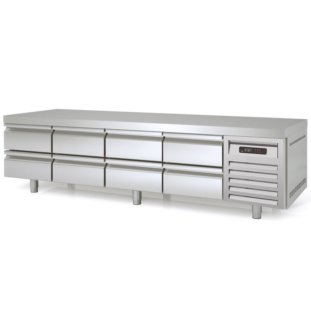 TOPLINE Unterbaukühltisch / 4-fach GN 1/1 mit 8 Schubladen, 2245 x 700 mm