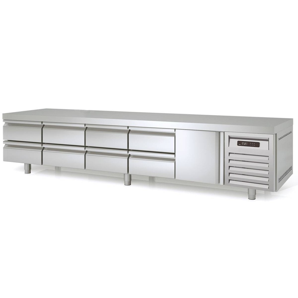 TOPLINE Unterbaukühltisch / 5-fach GN 1/1 mit 8 Schubladen / 1 Tür, 2695 x 700 mm