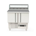 TOPLINE Belegstation / 2-fach mit Türen, eckiger Glasaufsatz, GN 1/6, 925 x 700 mm