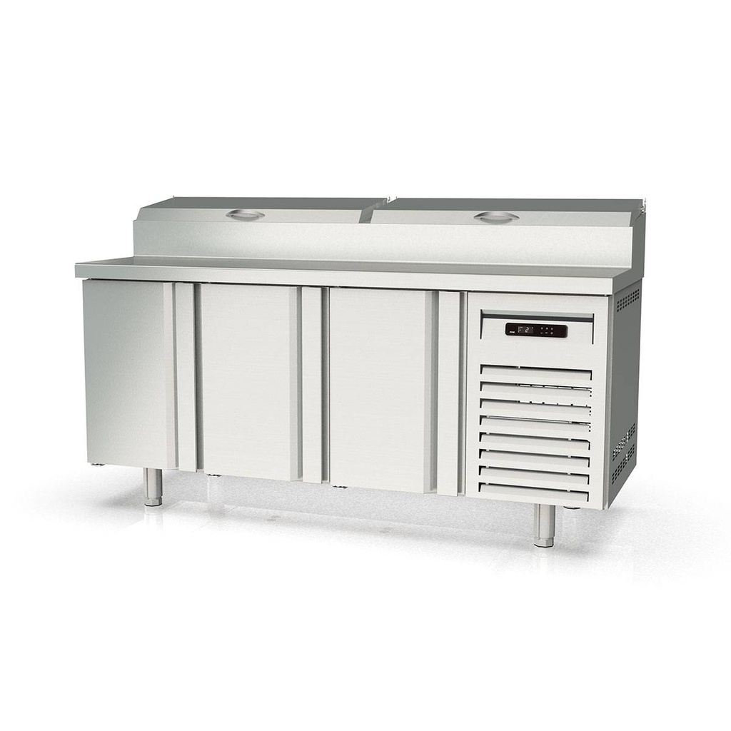 TOPLINE Belegstation / 3-fach mit Türen, Edelstahlaufsatz, GN 1/6, 1795 x 700 mm