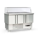TOPLINE Saladette / 3-fach mit Türen, Glasaufsatz gerade, GN 1/6 & 1/9, 1375 x 700 mm