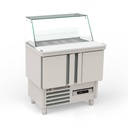 TOPLINE Saladette / 2-fach mit Türen, Glasaufsatz schräg, GN 1/6, 925 x 700 mm