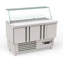 TOPLINE Saladette / 3-fach mit Türen, Glasaufsatz schräg, GN 1/6 & 1/9, 1375 x 700 mm