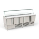TOPLINE Saladette / 5-fach mit Türen, Glasaufsatz schräg, GN 1/6 & 1/9, 2275 x 700 mm