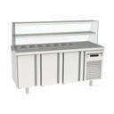 TOPLINE Kebabstation / 3-fach mit Türen, Glasaufsatz mit Zwischenetage, GN 1/3, 1795 x 700 mm