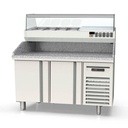 TOPLINE Pizzatisch / 2-fach mit Türen, EN 60x40, Granitplatte grau, inkl. Kühlaufsatz, GN 1/4, 1495 x 800 mm