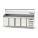 TOPLINE Pizzatisch / 4-fach mit Türen, EN 60x40, Granitplatte grau, inkl. Kühlaufsatz, GN 1/4, 2545 x 800 mm