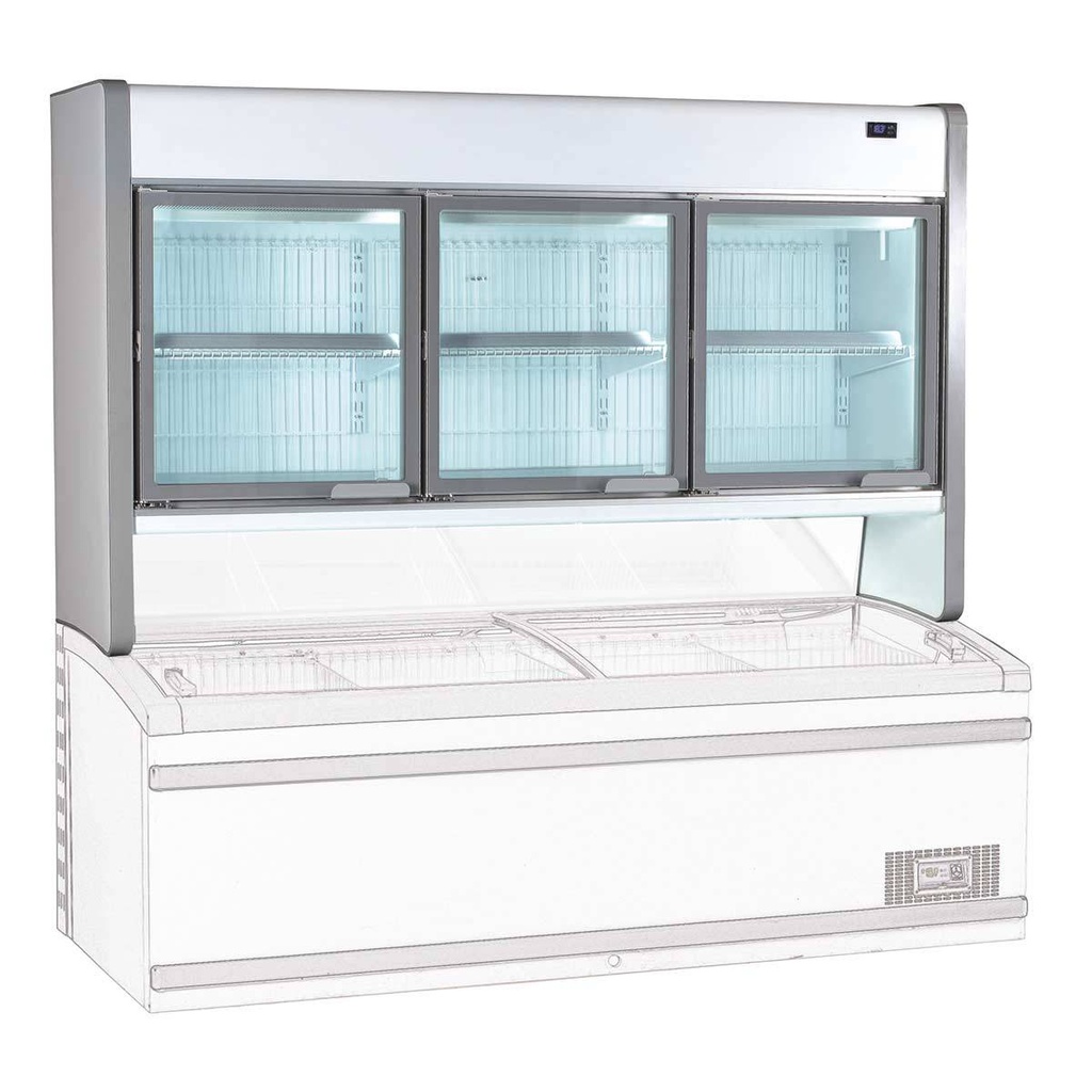 TOPLINE Tiefkühltruhenaufsatz 900 mit Glastüren, Weiß, LED, 2500 x 630 mm