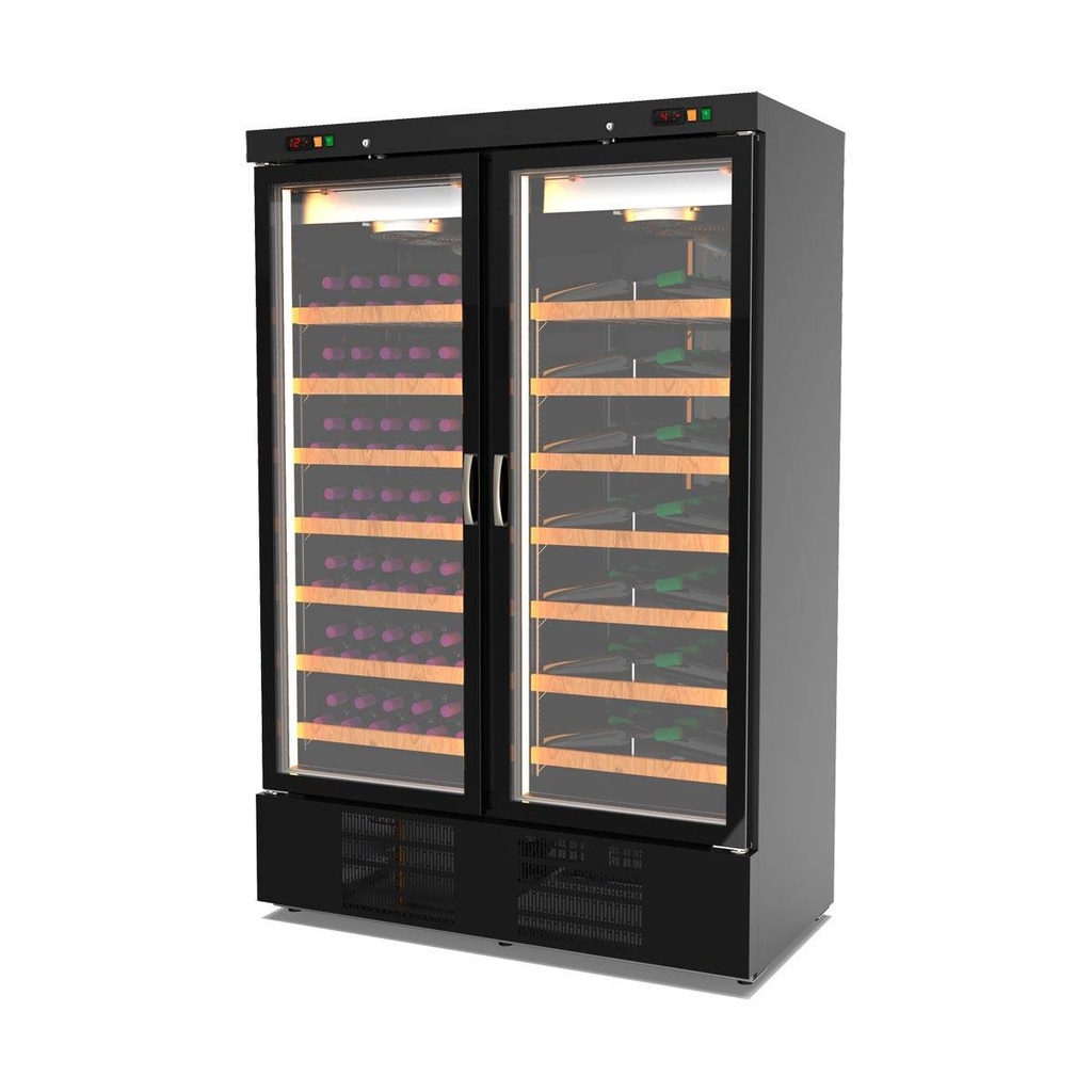 TOPLINE Weinkühlschrank Schwarz, 1010 Liter, 210 Flaschen, 2 Zonen, 1370 x 735 mm