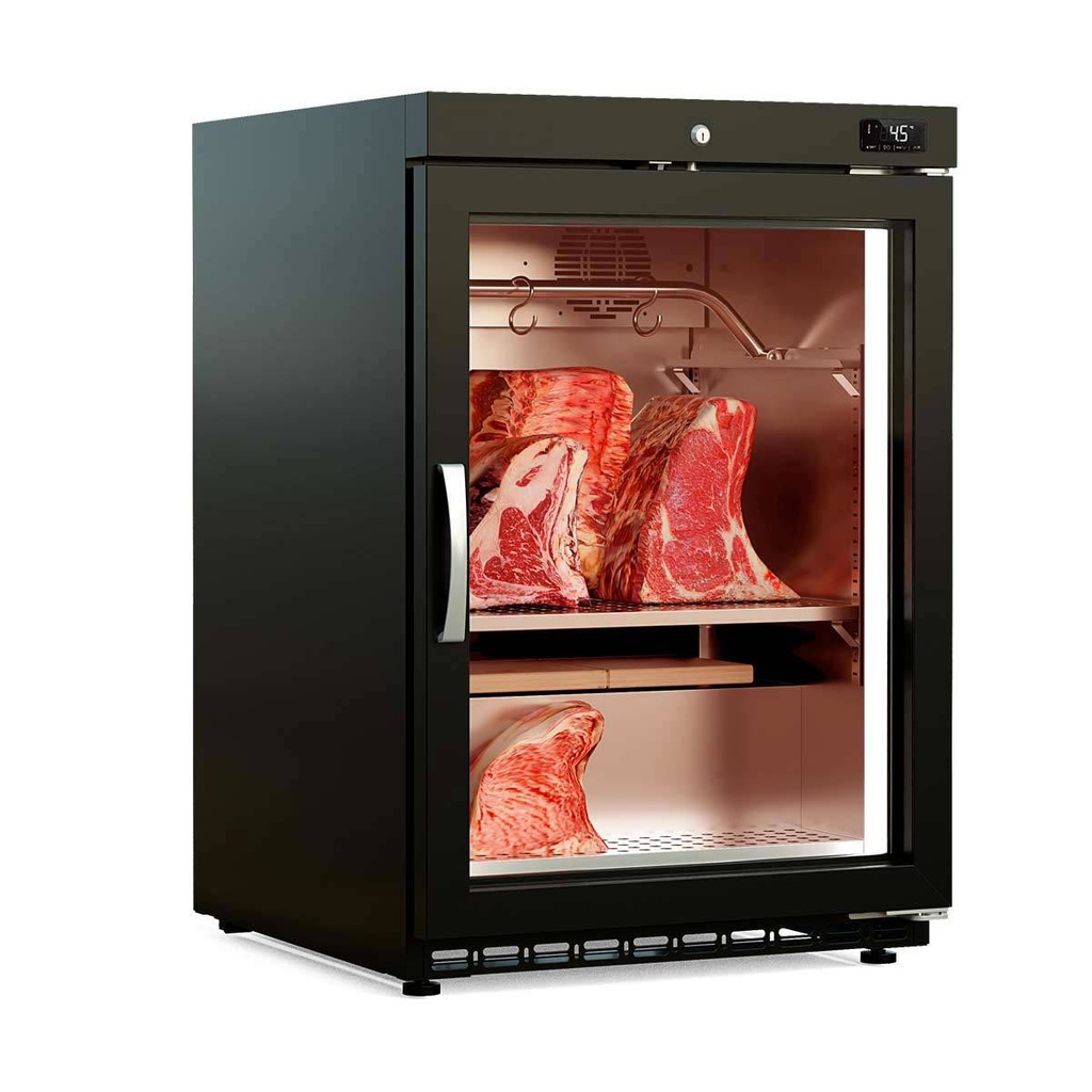 TOPLINE Reifeschrank Dry-Aging Schwarz, 120 Liter, 20 kg Fleisch, 600 x 650 mm